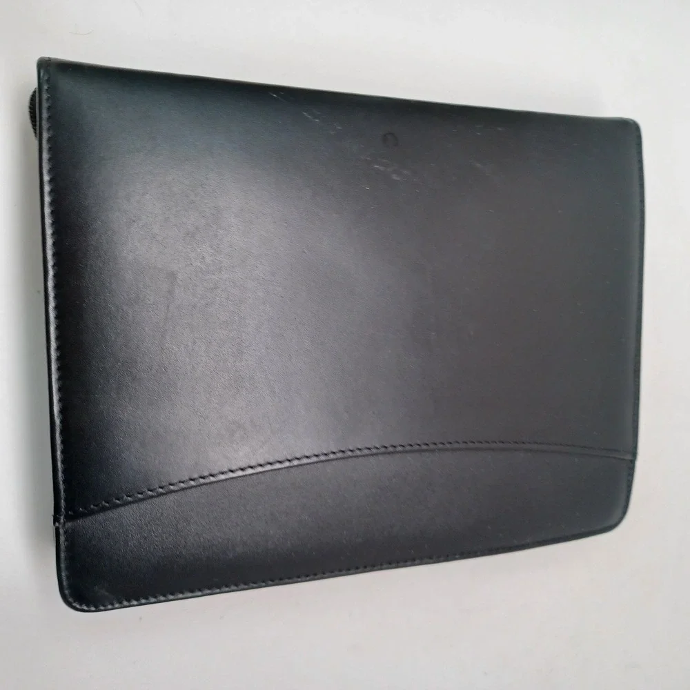 Day Runner Genuine Black‎ Leather Zip Around Organizer Binder Planner Business